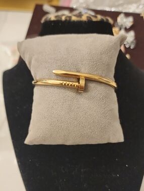 Gold Nail-Style Cuff Bracelet - Women's Jewelry